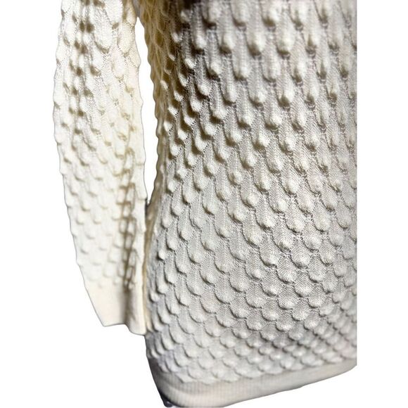 Hoss Intropia 3/4 Sleeve Ivory Sheer Wool Bubble Sweater Size Medium - Picture 2 of 5